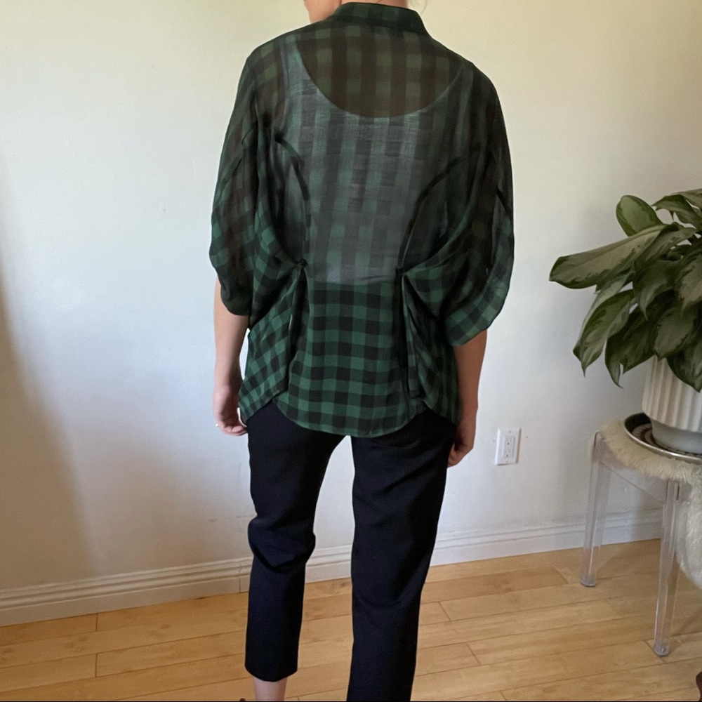 Sheer Plaid Button Down